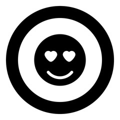 Smile icon black color in circle