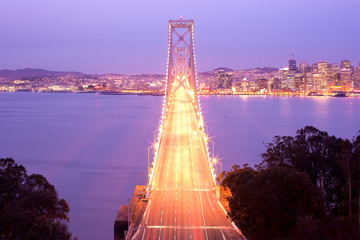 San Francisco-Oakland Bay bridge and city skyline, San Francisco, California, USA