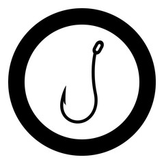 Fish hook icon black color in circle