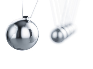 Newton pendulum with Earth globe