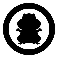 Hamster silhouette icon black color in circle