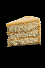 slice of appetizing dessert with vanilla cream