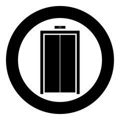 Elevator doors icon black color in circle