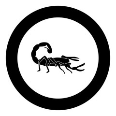 Scorpion icon black color in circle