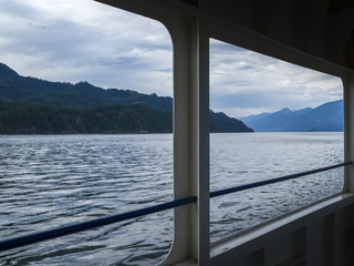 View from the Window of a Boat in lake, Crawford Bay, British Columbia, Canada