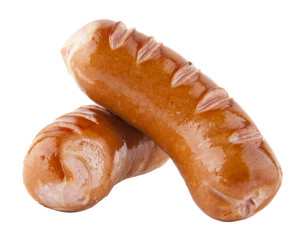 fried sausages isolated on white background