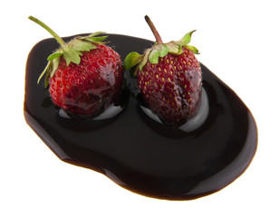 strawberry in chocolate isolated on white background