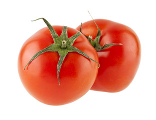juicy tomatoes isolated on white background