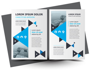 Flyer brochure design, business flyer size A4 template, creative leaflet, trend cover geometric blue color