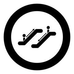 Escalator black icon in circle vector illustration