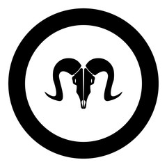 Goat head skull black icon in circle vector illustration