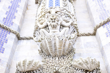 detail of the architecture of the Pena palace, in Sintra, Lisbon