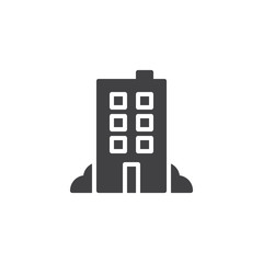 Hotel building vector icon. filled flat sign for mobile concept and web design. Office building simple solid icon. Symbol, logo illustration. Pixel perfect vector graphics