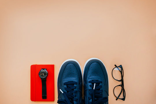 Casual flatlay with sneakers