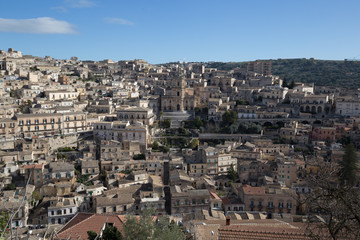 Fototapeta na wymiar View of Modica and the San Giorgio cathedral, Sicily, Italy