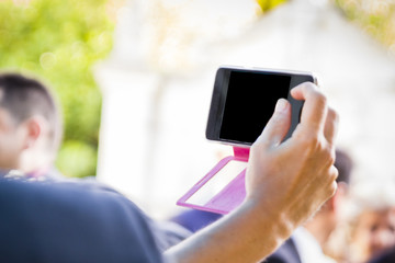Hands using a smart phone