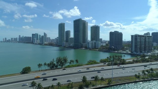 Aerial Miami waterfront architecture