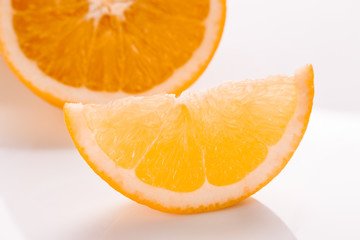oranges and juice on a white background