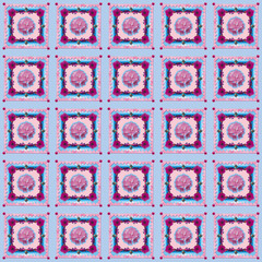 'Rododendron' - decorative seamless tile pattern in collage style - pinks and pastels