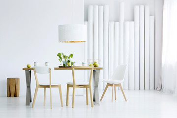 Decorative tubes in dining room