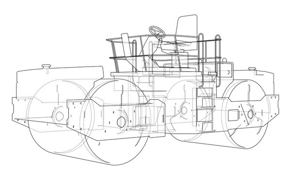 black and white road roller outline clip art preview