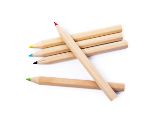 Wooden colorful ordinary pencils isolated on a white background