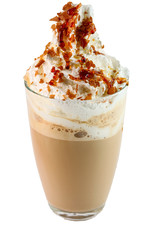 cappuccino with whipped cream and caramel. Isolated