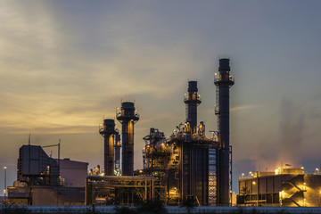 Fototapeta na wymiar Petrochemical Industrial and power plant energy at night
