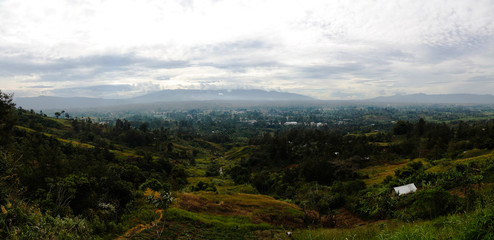 Aerial panoramic view to Mount Hagen city, Papua New Guinea - obrazy, fototapety, plakaty