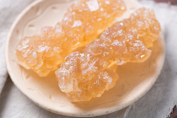 Closeup of Brown Rock Sugar Candy