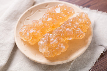 Closeup of Brown Rock Sugar Candy
