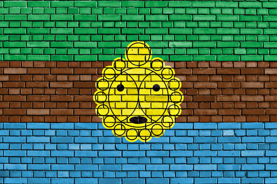flag of Utuado painted on brick wall