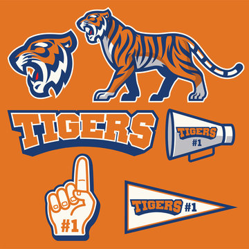 tiger mascot in set