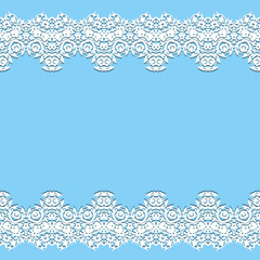 White lace borders with shadow, ornamental paper lines, vector. signboard name. Romantic wedding invitation. Abstract ornament.