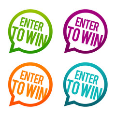 Enter to win round Buttons. Circle Eps10 Vector.