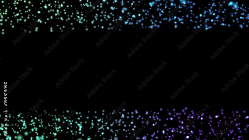 Poster background blue particle movement. pattern glow particles on black background. motion abstract point