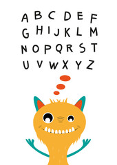 Cute colorful smile monster. Vector illustration