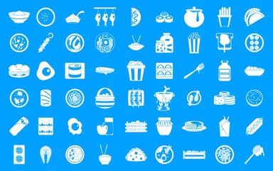 Fototapeta na wymiar Food icon blue set vector