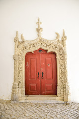 door with decorations of the National Palace of Sintra, Lisbon