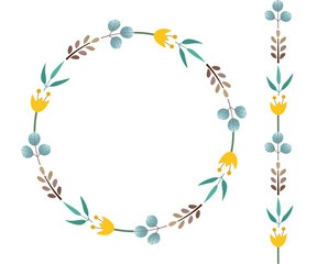 Wreath and brush of wild flowers.