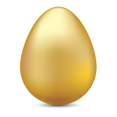 Realistic golden egg on white for ester festival celebration vector illustration.