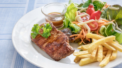 Grilled steak on dish