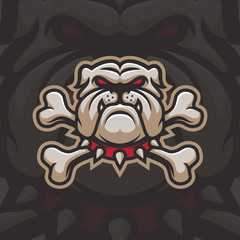 Bulldog with bones mascot logo design. Sport logotype illustration. Eps10 vector.