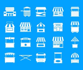 Street shop icon blue set vector