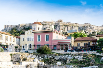 ATHENS, GREECE - May 3, 2017: Street view of modern buildings in Athens, Greece