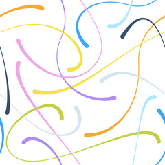 Abstract doodle blob lines. calligraphic curves vector seamless pattern, colorful design