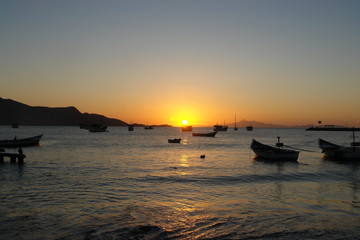 Fototapeta na wymiar marine sunset in Juan Griego, Margarita Island, Venezuela