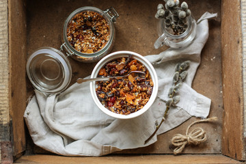 Granola with dried fruits (muesli with fruit and berries)