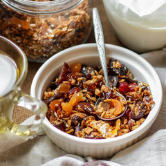 Granola with dried fruits (muesli with fruit and berries)