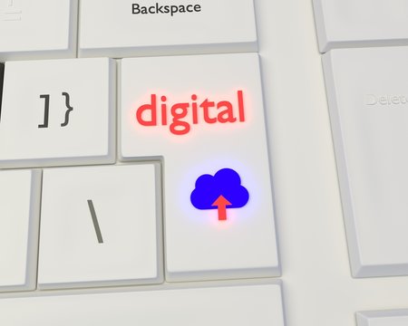 Digital Transformation Analytic in a white keyboard
